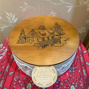 ASPEN Winter Forest Scent 30oz Decorative Lid 5 Wick Candle 🕯️